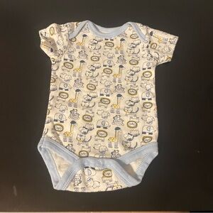 Baby Animal Print Bodysuit in Light Blue 0-3m